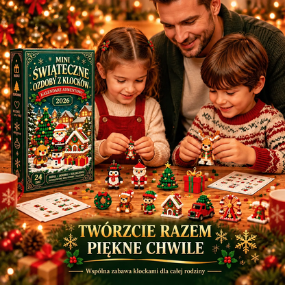 🕯️Billhol® 24-dniowy kalendarz adwentowy z miniaturowymi ozdobami świątecznymi z klocków – 24 wyjątkowe modele do samodzielnego złożenia