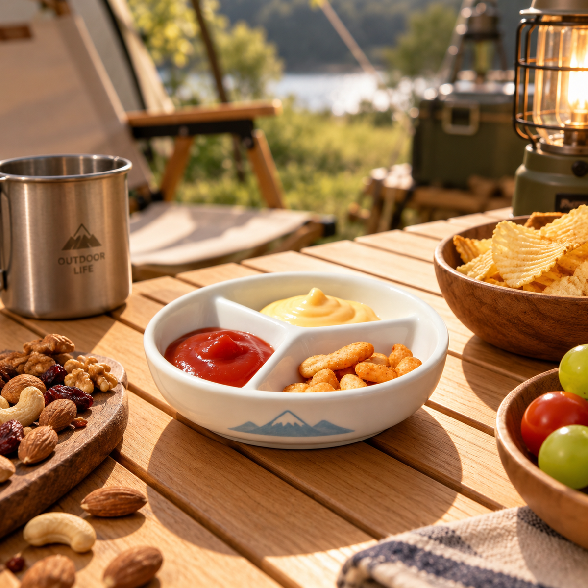Camping & Picnic Divided Dish for Sauce & Snacks