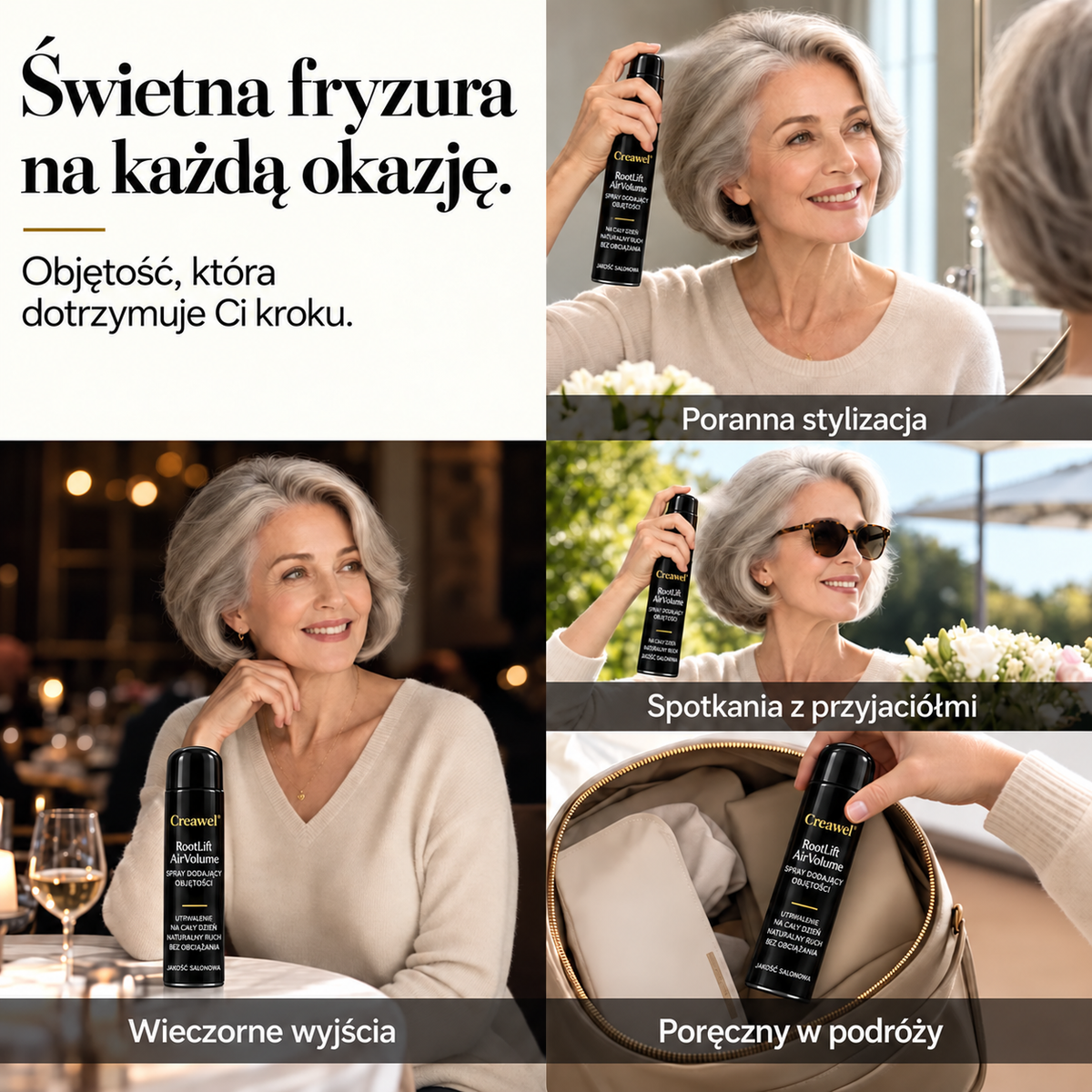 🔥 TYLKO TERAZ: -70% ZNIŻKI! ⏰ Creawel®  RootLift AirVolume – spray do stylizacji włosów o zapachu brzoskwini, natychmiastowe uniesienie u nasady, optycznie większa objętość i elastyczne utrwalenie przez cały dzień.