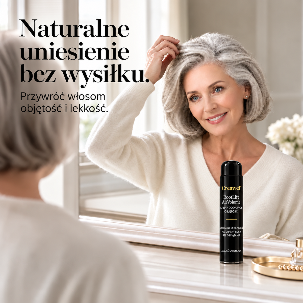 🔥 TYLKO TERAZ: -70% ZNIŻKI! ⏰ Creawel®  RootLift AirVolume – spray do stylizacji włosów o zapachu brzoskwini, natychmiastowe uniesienie u nasady, optycznie większa objętość i elastyczne utrwalenie przez cały dzień.