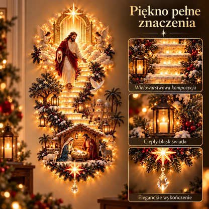 🪽𝐁i𝐥𝐥𝐡𝐨𝐥®  Schody do nieba – podświetlana dekoracja świąteczna na ścianę z Jezusem