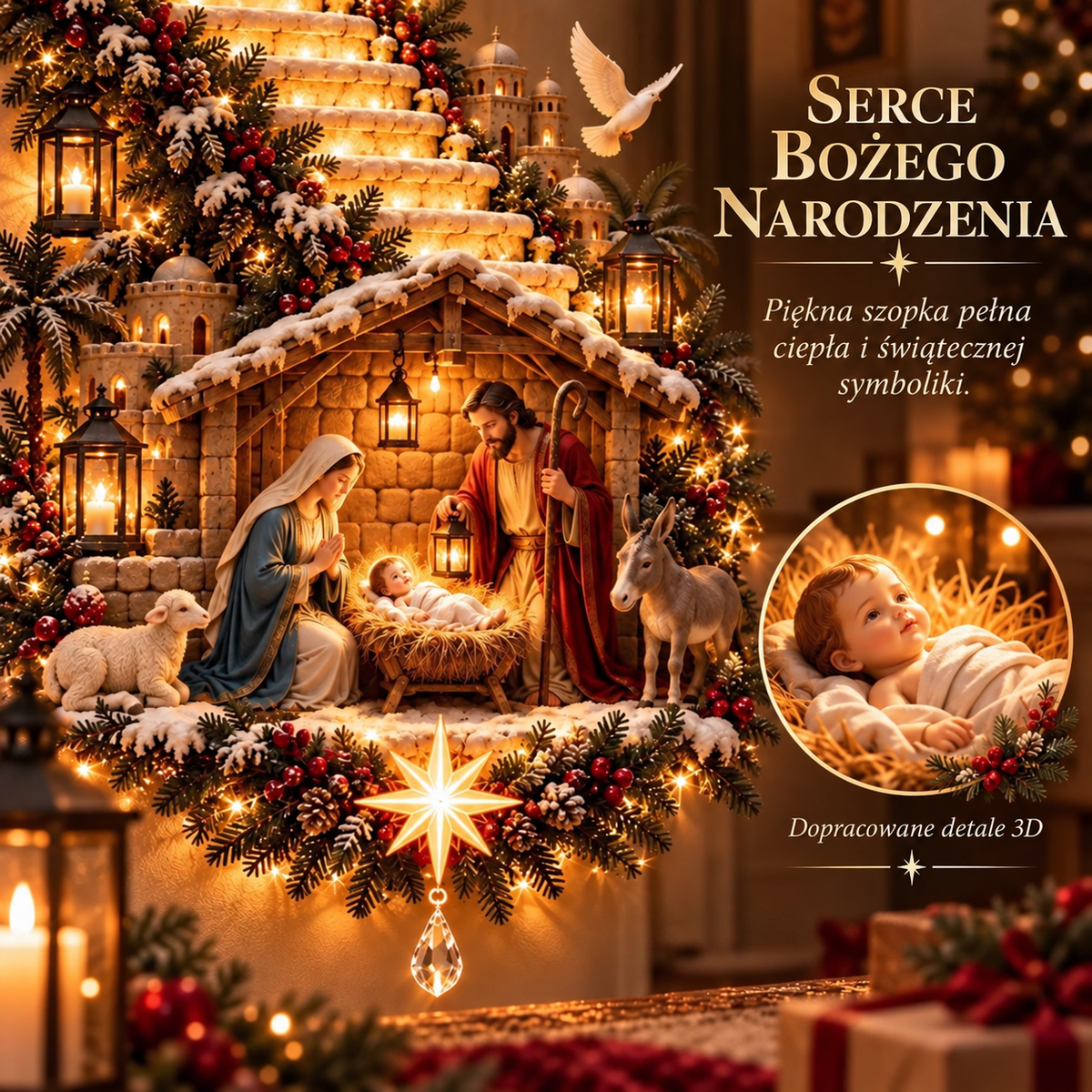 🪽𝐁i𝐥𝐥𝐡𝐨𝐥®  Schody do nieba – podświetlana dekoracja świąteczna na ścianę z Jezusem