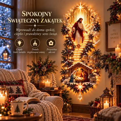 🪽𝐁i𝐥𝐥𝐡𝐨𝐥®  Schody do nieba – podświetlana dekoracja świąteczna na ścianę z Jezusem