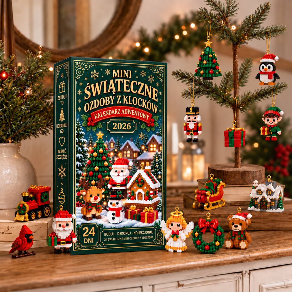 🔔𝐁i𝐥𝐥𝐡𝐨𝐥®  Kalendarz adwentowy z 24 mini ozdobami świątecznymi wykonanymi z kostek 🎉🎉