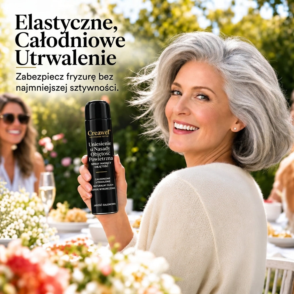 🔥 TYLKO TERAZ: -70% ZNIŻKI! ⏰ Creawel®  RootLift AirVolume – spray do stylizacji włosów o zapachu brzoskwini, natychmiastowe uniesienie u nasady, optycznie większa objętość i elastyczne utrwalenie przez cały dzień.